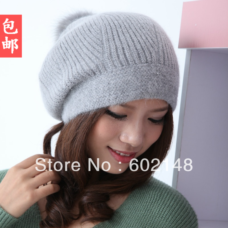 Fast free shipping by Swiss Post Air Mail 1pcs /lot high quality rabbit fur hat/winter knitted hat