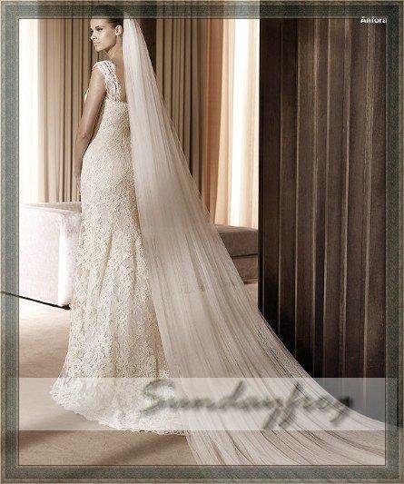 Fast Free Shipping In Stock Wedding 3M Long Veils Hot Sale Top Quality Veils in Ivory / White Color -LS307