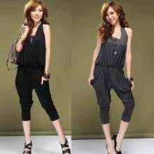 fast free shipping new arrival women jumpsuits & Rompers halter wrapped chest  lady Harem pants teddy black and dark gray