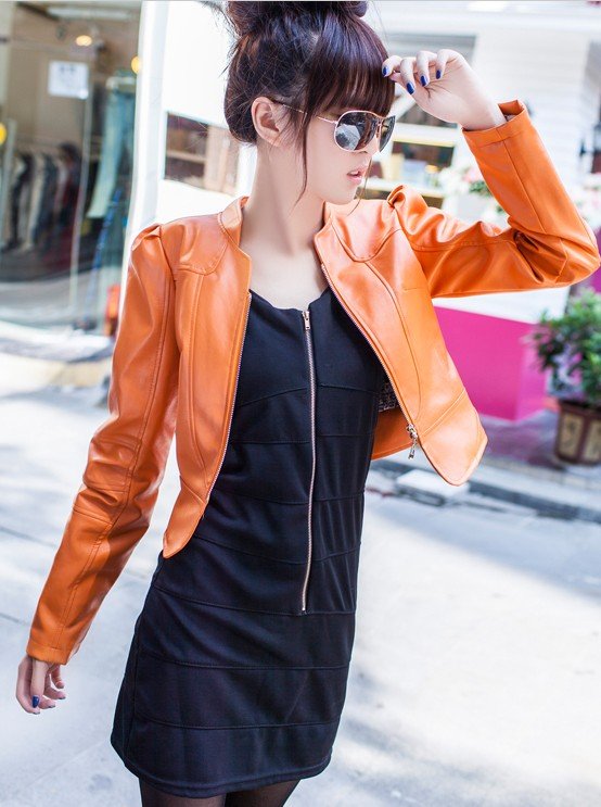 Fast&Free Shipping wholesale price Korean new arrival 2012 fashion Leather Coat women PU jacket outwear