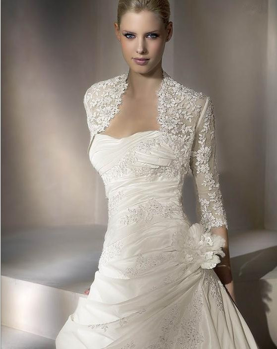 Fast Shipping Sexy Bridal Bolero With Long Sleeve Elegant Wedding Wraps Lace Jackets