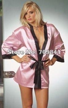 Fast shipping Sexy pink satin night gown & robe home wear,Sexy lingerie wholesale 8053 Hot sleepwear