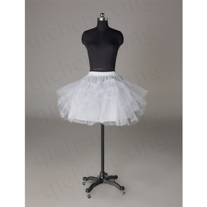 Fast Shipping White 3 layer Short Cocktail Hoopless Bridal Wedding Petticoat