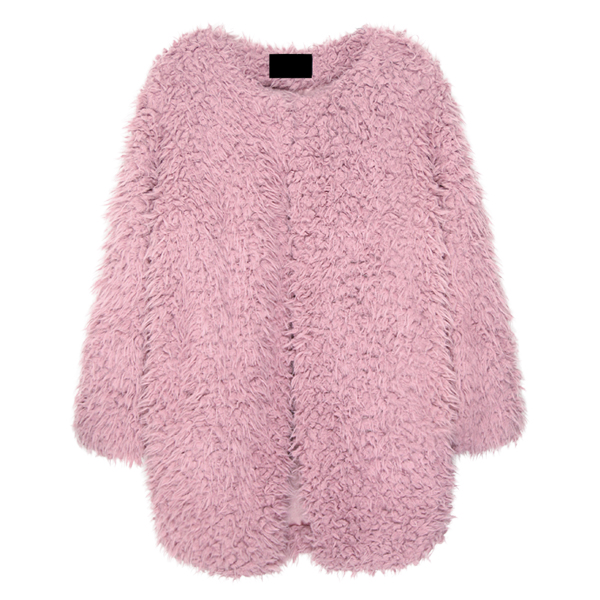 faux candy color plush outerwear berber fleece overcoat wadded jacket cotton-padded jacket partysu