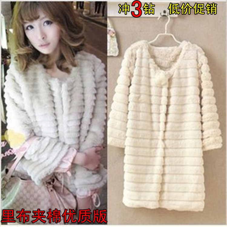 Faux fur coat three quarter sleeve faux medium-long 8802 , Free Shipping