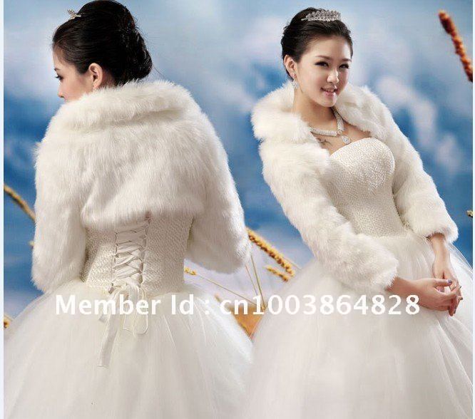 Faux Fur Ivory  Wedding Bridal Wraps jacket Coat Shawl  bw001