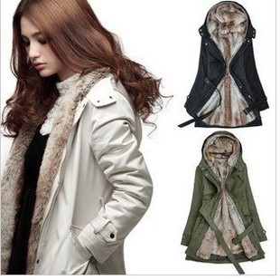 Faux fur lining women's fur coats winter warm long coat jacket clothes wholesale Free Shipping Winter Clothing/Women Clothes2012