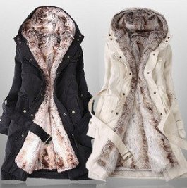 Faux fur lining women's fur coats ,winter warm long coat jackets clothes ,Wholesale Free Shipping