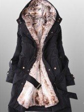 Faux fur lining women's fur Hoodies Ladies coats winter warm long coat jacket clothes,Free Shipping