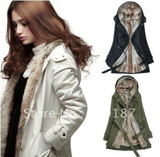 Faux fur lining women's fur Hoodies Ladies coats winter warm long coat jacket clothes,Free Shipping LU0331