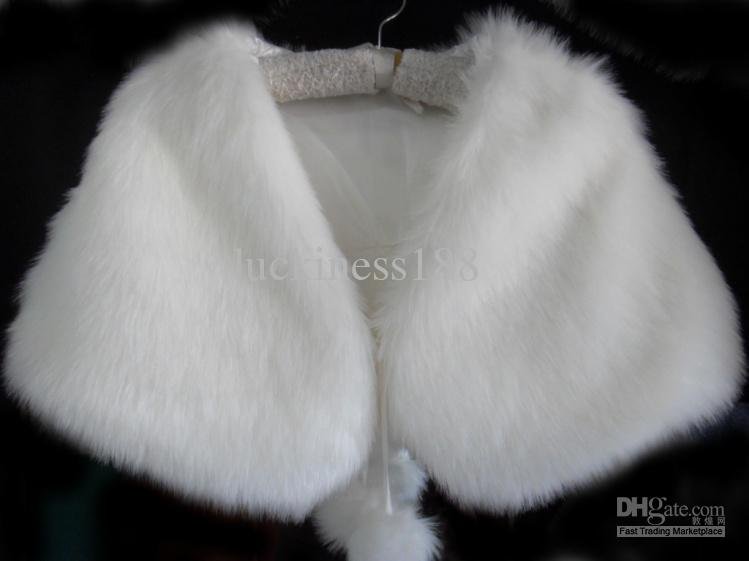 Faux Fur Wrap Shrug Bolero Coat Bridal Shawl Ivory NEW