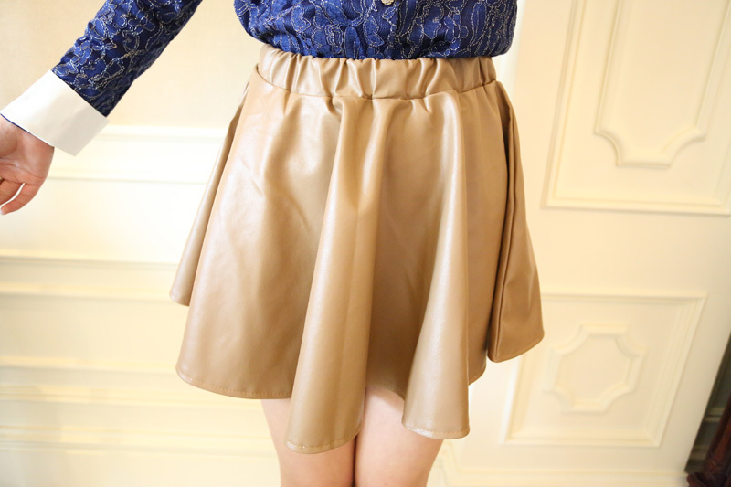 Faux leather all-match elastic high waist bust skirt , autumn and winter short skirt 9920