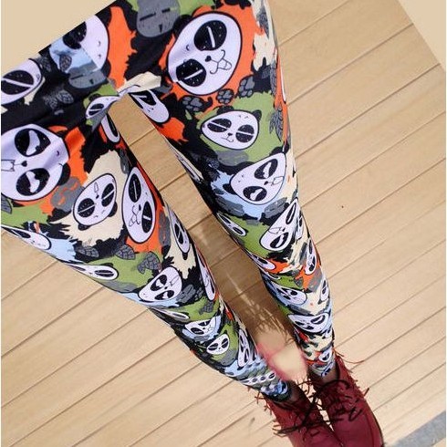 Faux leather cartoon onta ankle length legging autumn female 20