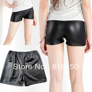 Faux leather matte mid waist faux leather shorts black faux leather safety pants legging body,three all-match Leggings