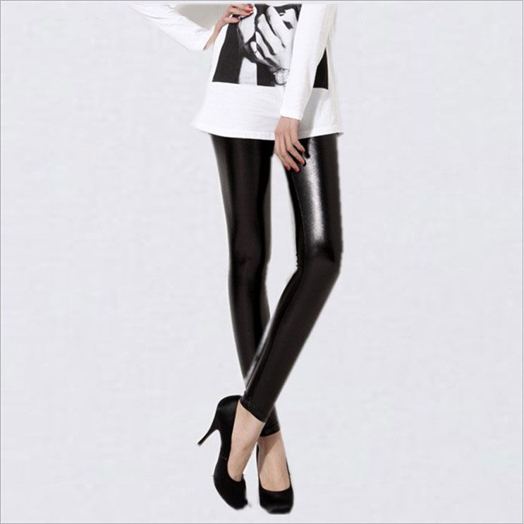 Faux leather matte zipper ankle length legging spring and autumn faux leather legging