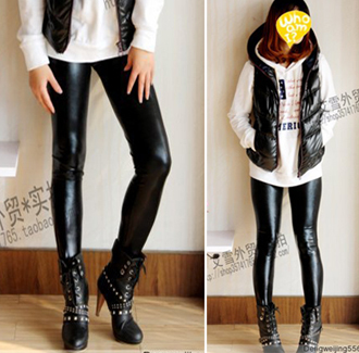 Faux leather quality shiny coating high-elastic step legging dance pants Latin