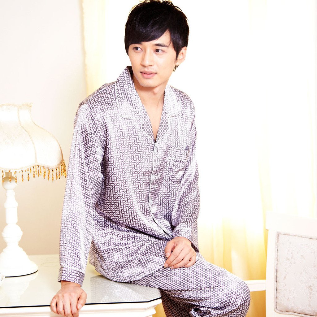 Faux silk sleepwear fashion male silk lounge 238