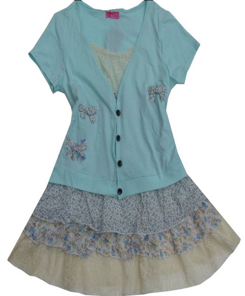 Faux two piece 100% cotton all-match  clothing  dress bust skirt top maternity free shipping