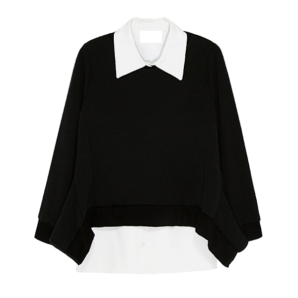 faux two piece shirt sweater miss lady placketing petals autumn partysu