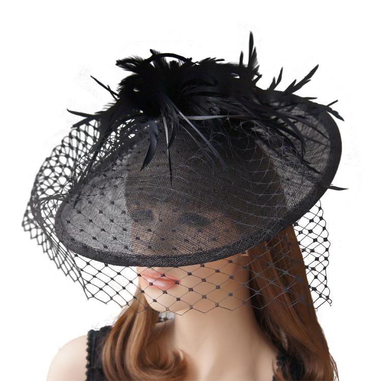 Feather - ihat haircord black d'Angleterre nobility hat small fedoras dinner party hat
