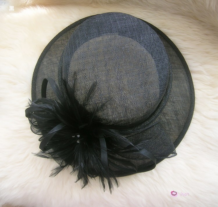 Feather rhinestone d'Angleterre - ihat unique nobility cap big fedoras dinner party hat