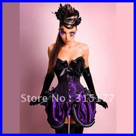Feather Top Corset With Macthing Skirt  DHL Free shipping 2012 Fashion Corset for women Wholesale 10pcs/lot Sexy underwear 5131