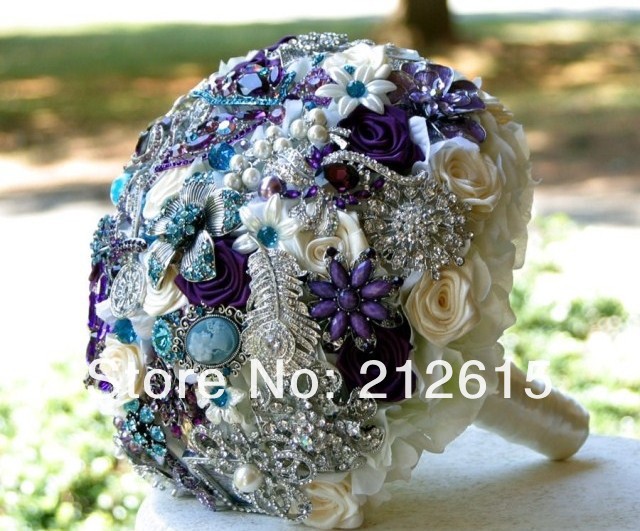 Fedex free shipping, new design wedding jewel bouquet, bride jewel flower