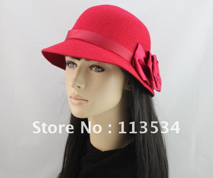 fedora hats women with beatiful flower, fashion hats lady with 4 color for choice   1pc  fashion hats for women