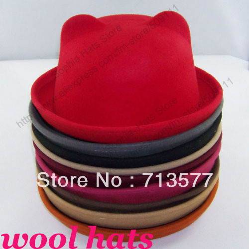 Fedoras bear hat  Animal hat Wool Fedora hat retail Dome cap ladies felt hatswinter cap for women free shipping MZ522