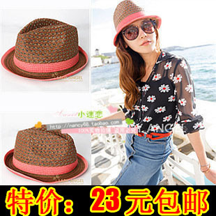 Fedoras female fashion spring and summer jazz hat women's beach cap sunbonnet strawhat cap