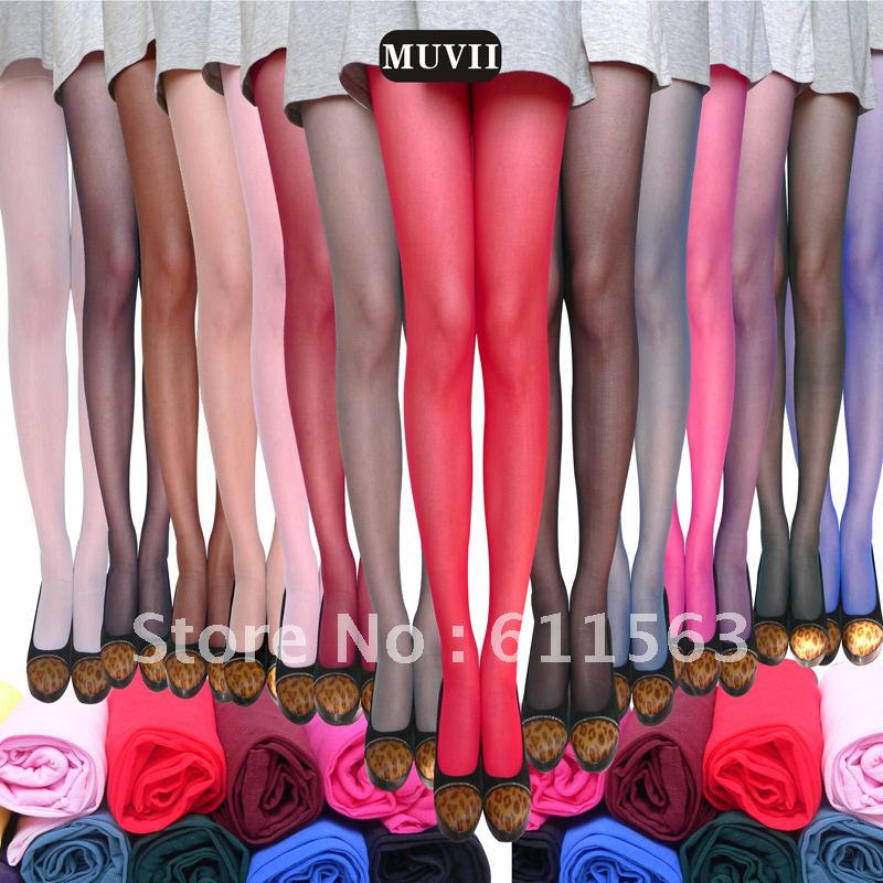 Female 15d thin spandex candy color transparent pantyhose sexy multicolour sweet stockings