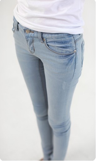 Female 2012 tights water wash light color pressure pleated elastic pants butt-lifting thin denim trousers