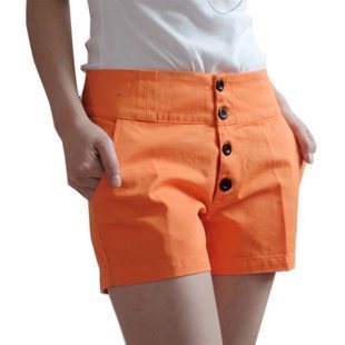 Female 2012 vintage high waist shorts all-match casual shorts multi-button single-shorts