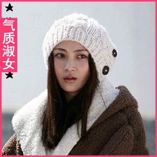 Female 2013 new arrival button twisted knitted hat warm hat m022 winter