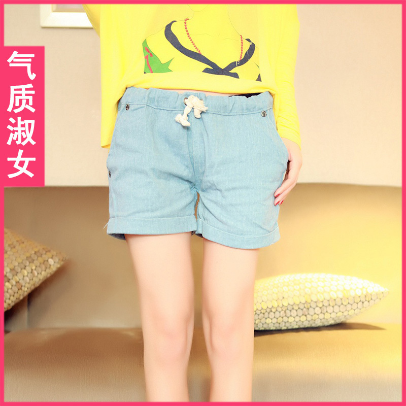 Female 2013 summer women's boot cut jeans shorts Blue casual basic shorts k585 spring