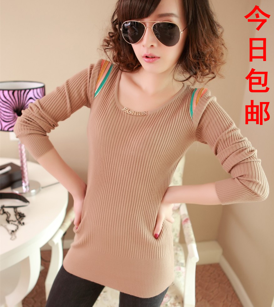 Female all-match medium-long slim o-neck long-sleeve basic sweater female