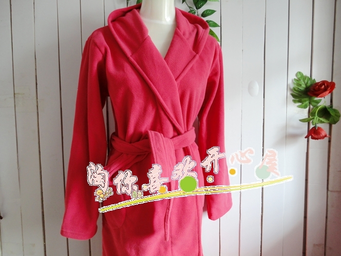Female autumn and winter polar fleece fabric home sleepwear bathrobes with a hood bathrobe plus size available