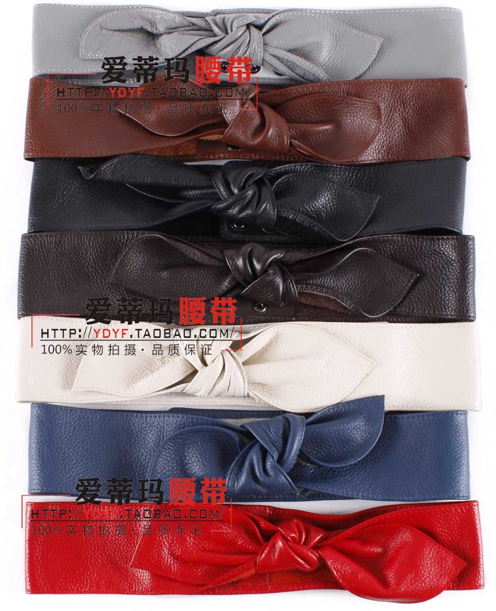 Female belt decoration belt soft leather bow cummerbund genuine leather belt wide belt