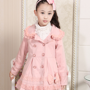 Female child autumn 2012 big boy trench outerwear with a hood trench princess outerwear