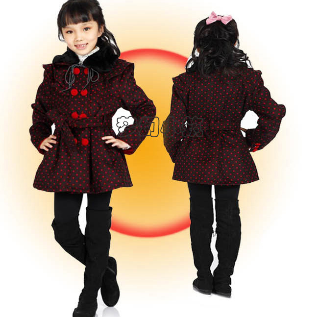Female child autumn and winter thickening 2013 child trench sweatshirt outerwear woolen overcoat wadded jacket