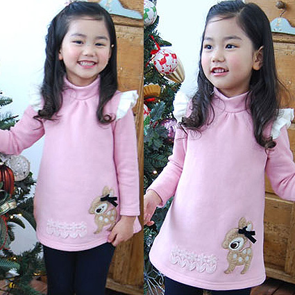 Female child autumn baby casual onta child embroidered thick fleece pullover sweatshirt cy603