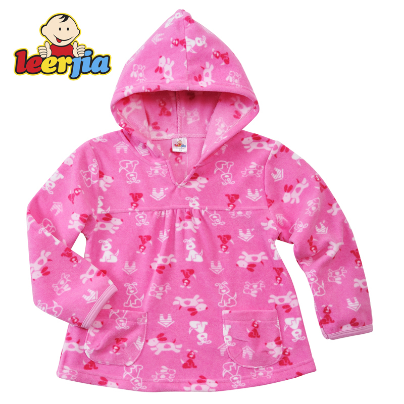Female child autumn outerwear child trench baby outerwear polar fleece fabric with a hood pullover