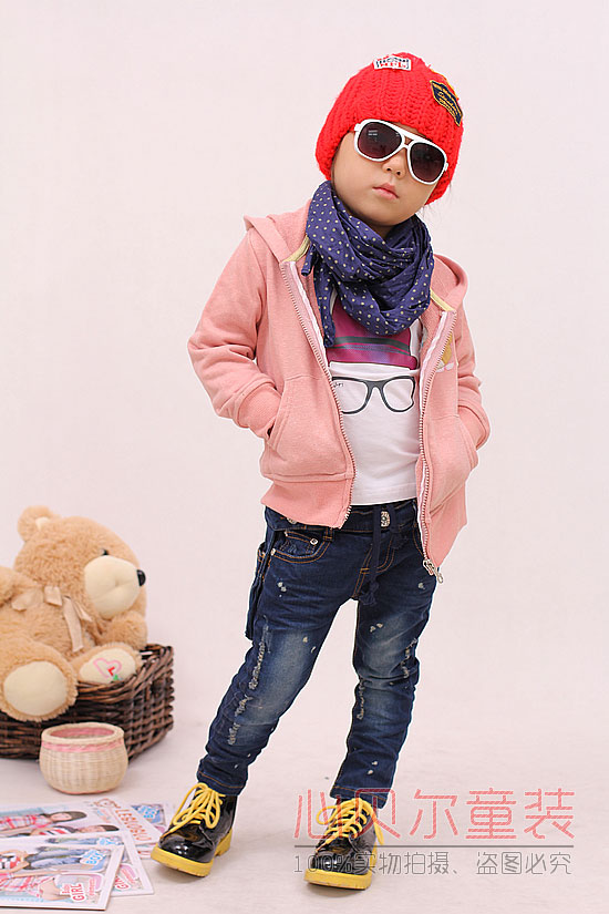 Female child autumn outerwear outdoor casual cardigan child outerwear autumn long-sleeve outerwear with a hood zipper sweater