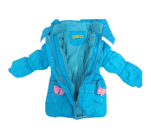 Female child baby cartoon plus velvet thickening wadded jacket outerwear plus velvet wadded jacket thick cotton-padded jacket