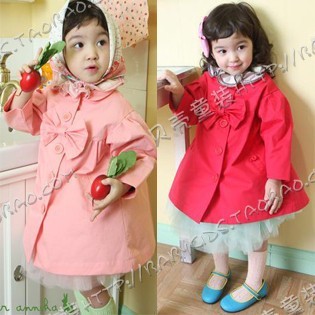 @ Female child baby princess big bow trench outerwear wt-0165