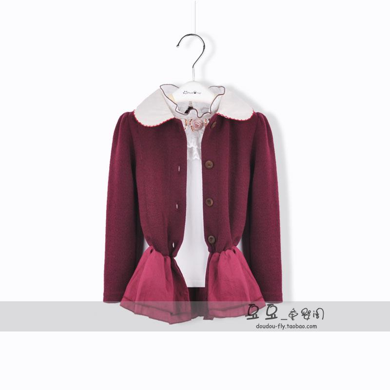 Female child cardigan coat thin spring sweet laciness sweep 2013 clothing
