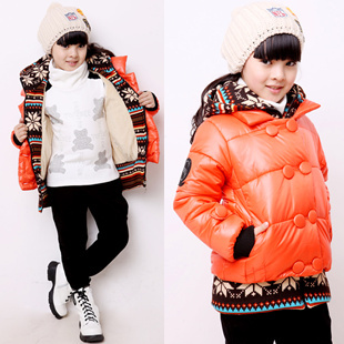 Female child children's clothing 2012 winter wadded jacket cotton-padded jacket child faux two piece outerwear
