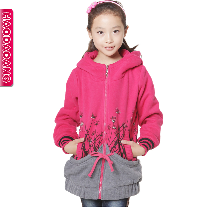 Female child children's clothing autumn and winter 2012 long design large sweatshirt child outerwear