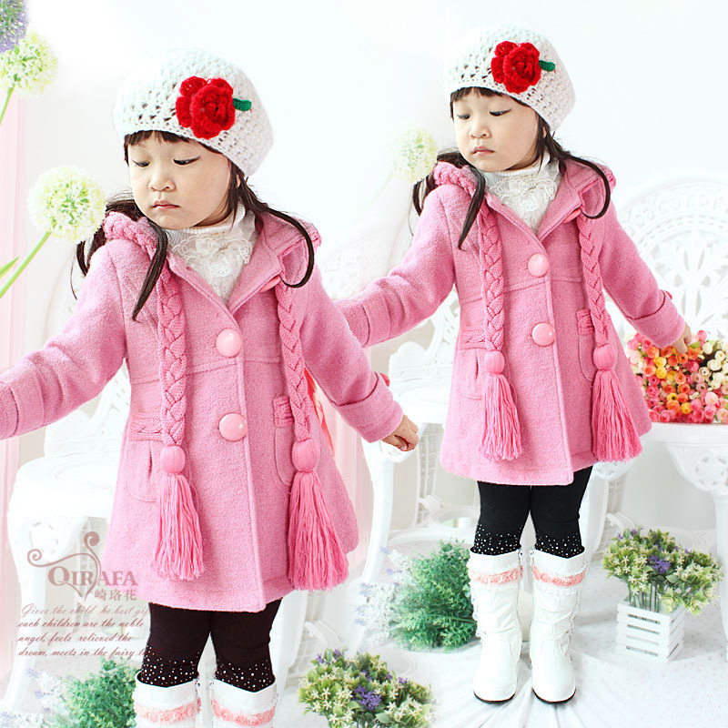 Female child children's clothing woolen thickening overcoat princess trench child autumn thermal outerwear 0971