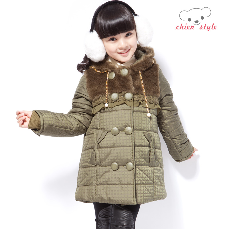 Female child cotton-padded jacket winter outerwear 2012 child long design wadded jacket thickening cotton-padded jacket 1092